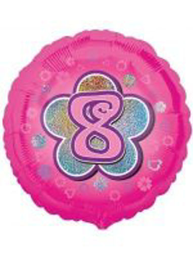 Picture of PINK FLOWERS FOIL BALLOON  8 HOLOGRAPHIC 18 INCH